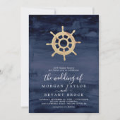 Invitation Nautique moderne | Helm navire le Mariage de (Devant)