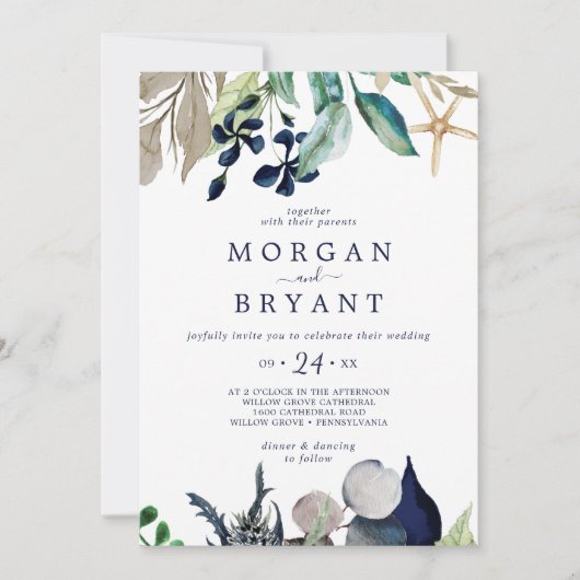 Invitation Nautique moderne | Mariage Décontracté vert Invita (Devant)