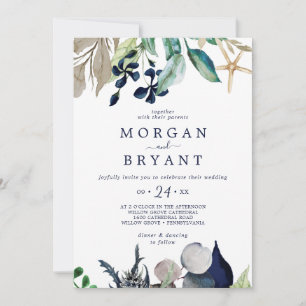 Invitation Nautique moderne   Mariage Décontracté vert Invita