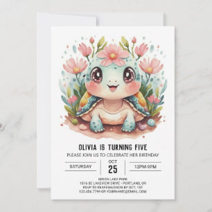 Invitation Nautique moderne tortue fille Anniversaire