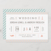 Invitation nautique Pastel Beach Wedding Invitatio (Devant / Derrière)