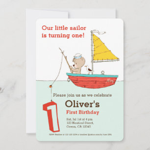 Invitation Nautique petit marin porter premier anniversaire