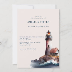 Invitation Nautique, phare   Balnéaire   Dîner de répétition