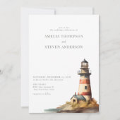 Invitation Nautique, phare | Mariage maritime (Devant)