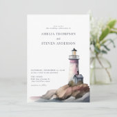 Invitation Nautique, phare | Mariage maritime (Debout devant)