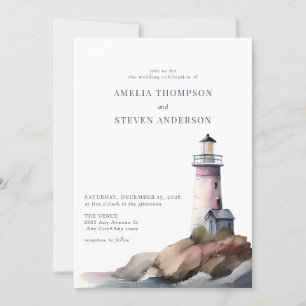 Invitation Nautique, phare Mariage maritime