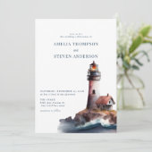 Invitation Nautique, phare | Mariage maritime (Debout devant)