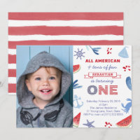 Nautique / Plage Rouge Blanc Bleu 1er anniversaire