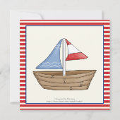 Invitation Nautique rouge, voilier blanc 3e anniversaire (Dos)