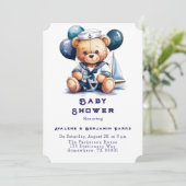 Invitation Nautique Teddy Bear Delight Boy Baby shower (Debout devant)