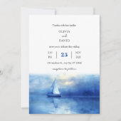 Invitation Nautique Twilight Voilier Blue Sky Beach Mariage (Devant)