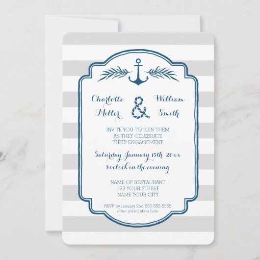 Invitation nautique vintage de partie de (Devant)
