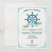 Invitation Nautique vintage fête d'anniversaire (Devant / Derrière)