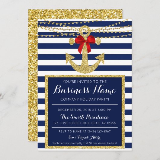 Invitation Nautique Yacht Compagnie Fête Noël (Devant / Derrière)