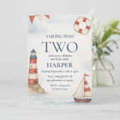 Invitation Naviguer Dans Deux Anniversaires Nautiques | Ahoy (Debout devant)