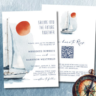 Invitation Naviguer dans l'avenir ensemble Mariage nautique