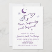 Invitation Navire à fusée violette Espace extra-atmosphérique (Devant)