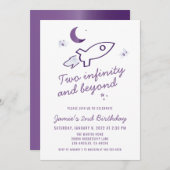 Invitation Navire à fusée violette Espace extra-atmosphérique (Devant / Derrière)