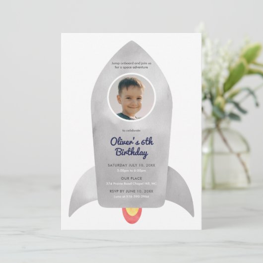 Invitation Navire à fusées Navire spatial Anniversaire des en (Debout devant)