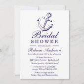 Invitation Navire de Ancre Nautical Blue Fête de l'mariée (Devant)