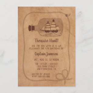 Invitation Navire de chasse au trésor dans une bouteille Fête