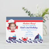 Invitation Navire nautique Navire Marine Stripe Photo Invitat (Debout devant)