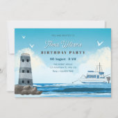 Invitation Navire océanique bleu (Devant)