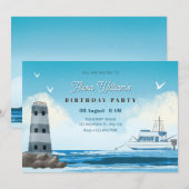 Invitation Navire océanique bleu (Devant / Derrière)