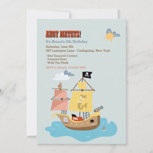 Invitation Navire Pirate (Devant)