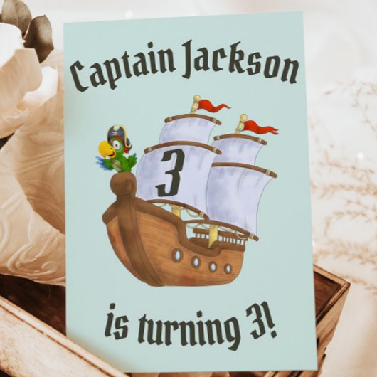 Invitation Navire pirate Anniversaire Nom et âge