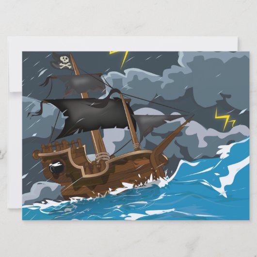 Invitation Navire Pirate dans la Tempête (Devant)