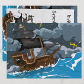 Invitation Navire Pirate dans la Tempête (Devant / Derrière)