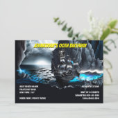 Invitation Navire pirate nautique nuit mer lune montagnes (Debout devant)