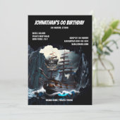 Invitation Navire pirate nuit mer trésor jolly roger grotte (Debout devant)