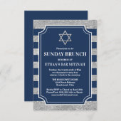 Invitation Navire rayée Barre Grey Mitzvah Étoile de David Br (Devant / Derrière)