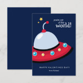 Invitation Navire spatial de cette Valentines de l'école mond (Devant / Derrière)