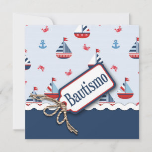 Invitation Navires Ahoy ! Baptême Carré_Espagnol