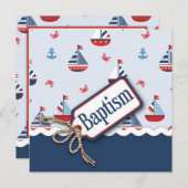 Invitation Navires Ahoy ! Carré de baptême 2 (Devant / Derrière)