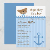 Invitation Navires Ahoy Nautical Boy Baby shower (Devant / Derrière)