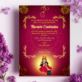 Invitation Navratri Durga Puja Célébration D'Éléments D'Or En