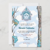 Invitation Navratri Durga Puja Célébration du papillon bleu c (Devant)