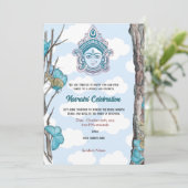 Invitation Navratri Durga Puja Célébration du papillon bleu c (Debout devant)