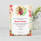Invitation Navratri Durga Puja Célébration Florale (Debout devant)