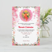 Invitation Navratri Durga Puja Célébration Florale (Debout devant)