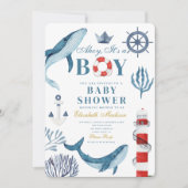 Invitation Navy Ahoy C’est un garçon Baby shower marin de bal (Devant)