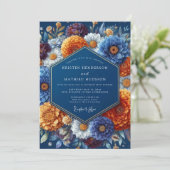 Invitation Navy Amber Autumnal Wedding (Debout devant)