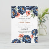 Invitation Navy and Burnt Orange Floral Bachelorette Party (Debout devant)