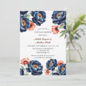 Invitation Navy and Burnt Orange Floral Couples Shower (Debout devant)