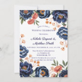 Invitation Navy and Burnt Orange Floral Wedding Celebration (Devant)