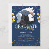 Invitation Navy and Gold Graduation Party (Devant)
